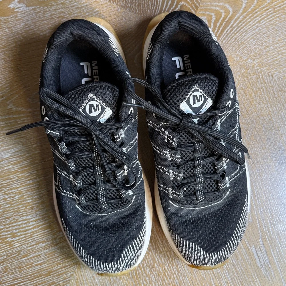 MERRELL Moab Flight Solution DYE Black White Outdoor Trail Running Sneaker - Picture 4 of 10